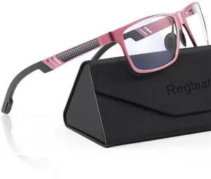 Reglaaly Blue-Light-Blocking-Glasses Men/Women Gaming Glasses Computer Screen Eyeglasses Metal Frame