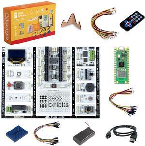 PicoBricks Raspberry Pi Pico W Starter Kit with 12 Detachable Sensors and Extensive Learning Guide, Raspberry Pi Kit, DIY Coding Kit, Raspberry Pi Kit for Kids