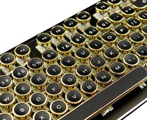 Black Golden Keycaps for Gaming Keyboard, Steampunk Round Keycaps for Typewriter, Custom Keycaps for DIY Keyboard, Removable Keycaps for 104 Full Size Mechanical Keyboard (Keycap Only, Not keyboard)