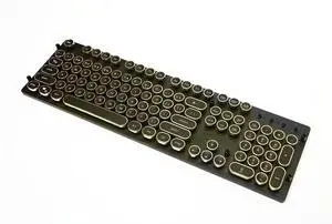 IYTYIR Black Golden Keycaps for Gaming Keyboard, Steampunk Round Keycap for Typewriter, Custom Removable Key Caps for DIY 104 Full Size Mechanical Keyboard (Keycap Only