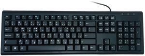 Arabic and English Computer Keyboard (USB Wired Black Keyboard with White Letters - Standard QWERTY Key Layout) - KB-2817BU