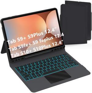 Keyboard Case for Samsung Galaxy Tab S10+/S9 FE+/S9+ Plus 12.4": 7 Colors Backlit Keyboard with Smart Trackpad | Wireless Keyboard Cover with Pen Holder for 12.4 inch Galaxy Tab S10 Plus 5G /S9 Plus