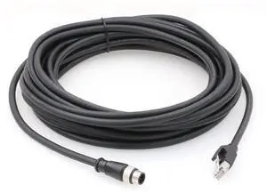 SZRMCC M12 Ethernet Cable D-Code 4 Pin Male to RJ45 Connector High Flex Cat5e Shielded Waterproof Network Cable for Industrial Camera Sensor (20m,Black)