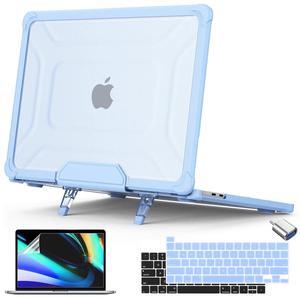 Teryeefi Protective Hard Case for MacBook Pro 13 inch M2 M1 A2338/A2289/A2251 [Release 2016-2020 2022] with Kickstand, Heavy Duty Case with Keyboard Cover for MacBook Pro 13 Touch Bar, XKK-Blue