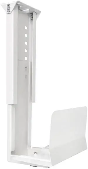 Heavy Duty Computer Wall Mount, Also Great for PC Mount Under Desk - Height Adjustable from 12" to 20", Width Adjustable from 5.7" to 8" - Computer Case Stand PC Holder Under Desk or On Wall, White