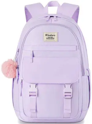 WINDARS School Backpack for Teen Girls, Cute College Backpacks for Women Students Aesthetic Bookbag Large 15.6 Inch Laptop Bag Middle School Travel Back Pack (Purple)