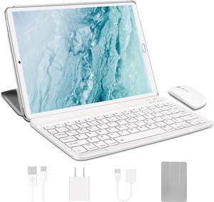 Android Tablet 10.1 inch 2 in1 Tablet with 4GB RAM+64GB ROM (Expandable up 1TB),5MP+8 MP Dual Camera| WiFi | Bluetooth | 8000mAh Battery |Keyboard & Mouse Included - Silver