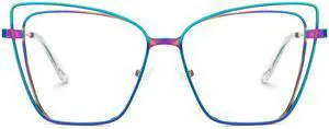 Zeelool Butterfly Glasses Metal Eyewear for Women Blue Light Blocking Glasses Anti Eyestrain Glasses ZJGM139501-04 Iridescent