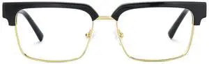 Zeelool Retro Rectangle Half-frame Blue Light Blocking Glasses for Men TV Phone Computer Gaming Glasses Gerena ZJGX374608-01 Black