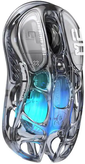 GravaStar Mercury M2 Wireless Gaming Mouse with 26,000 DPI, PAW3395DM Sensor -79g Lightweight Hollowed-Out Design -5 Programmable Buttons -5 Dynamic Lightsync RGB - Transparent Black