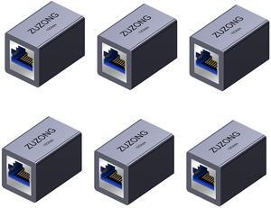 ZUZONG 10GB RJ45 Coupler Ethernet Coupler, 10Gbps in Line Coupler for Cat8/Cat7/Cat6a/Cat6/Cat5e/Cat5 Ethernet Cable Extender Adapter for PC Router Modem PS5 Xbox Female to Female (6 PCS