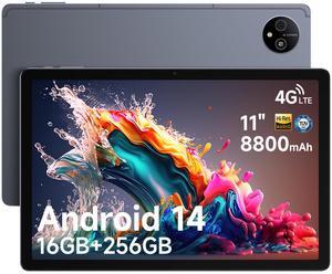 Ulefone Android Tablet, Android 14 Tablet Tab A11 Pro 16GB RAM + 256GB ROM (1TB TF) Gaming Tablet, 11" Display Tablet 8800mAh, Widevine L1 Quad Stereo Speaker 16MP + 8MP 4G Dual SIM Tablet PC