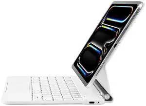 mobee Magic Keyboard Case for iPad Pro 11 inch 2024 (M4), Magnetic Keyboard Case with Multi-Touch Trackpad, Backlit, Lightweight (White, iPad Pro 11 2024 M4)