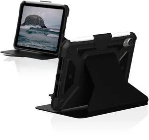 URBAN ARMOR GEAR UAG Designed for iPad mini Case (6th Gen, 2021) Rugged Smooth Exterior Material Heavy Duty Multi-Angle Viewing Folio Stand with Pencil Holder Metropolis SE Protective Cover, Black