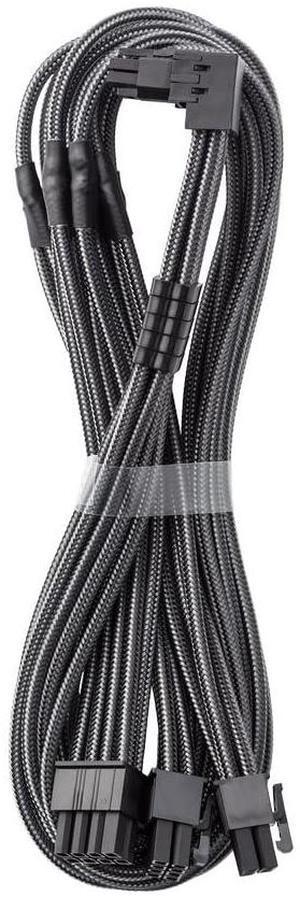 CableMod C-Series Pro ModMesh Sleeved 12V-2x6 12VHPWR 90deg StealthSense PCIe Cable for Corsair - Variant A (Carbon, 16-pin to Triple 8-pin, 60cm)