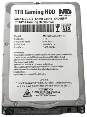 MaxDigitalData (MD1000GLSA6454-PS 1TB 64MB Cache 5400RPM SATA 6.0Gb/s 2.5inch 7MM Gaming Hard Drive (for PS3/PS4) - 2 Year Warranty