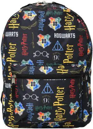 Harry Potter 16" Laptop Backpack Bag Hogwarts Crest All Over Print Cargo
