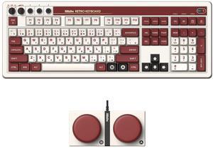 AKNES 8BitDo Retro 108 Mechanical Keyboard, Hot Swappable Gaming Keyboard with 108 Keys, Integrated Numpad, Dual Super Buttons, Bluetooth/2.4G/USB-C for Windows & Android - Fami Edition