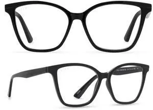DIFF Reading glasses for Women, Lightweight Oversized Readers Leah 1 designer blue light glasses with magnification, Black