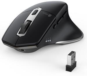 iClever Bluetooth Mouse, Wireless Large Mouse, Multi-Devices Dual Mode, Ergonomic Mouse with 5 Adjustable DPI and 7 Buttons, Rechargeable Silent Mice for Laptop, iPad, MacBook, Tablet, PC, Black Grey