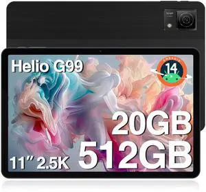 DOOGEE T40 Android 14 Tablet,Helio G99 Octa-Core IPS 1600x2560,11" 2.5K Ultra Clear Display,20GB+512GB/2TB Expand,Android Tablet with 8580mAh Battery,Dual SIM 4G,Face Unlock,OTG