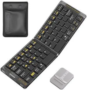 ANDLUCK Foldable Keyboard and Mouse(2.4G),F01 Folding Bluetooth Keyboard and Mouse Combo for Business and Travel,Portable Keyboard for Laptop iPads Tablets,for Windows/Android/iOS-Silver Square Mouse