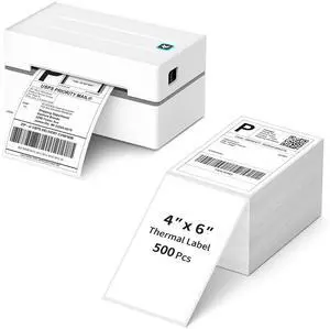 Anycash Bluetooth Thermal Shipping Label Printer + 4" x 6" Fanfold Thermal Shipping Labels