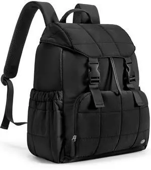BOSTANTEN Women's Puffer Backpack, Versatile College Laptop Backpack with RFID Pocket, Water Resistant Casual Travel Daypack, Black