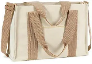 Laptop Tote Bag for Women Work 15.6 inch Canvas Shoulder Bags Computer Messenger Purse Teacher Handbag Office Briefcase