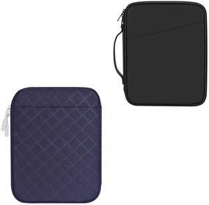 9-11 Inch Tablet Carrying Sleeve, Black(PU)+Navy Blue(Fabric), 2Pcs