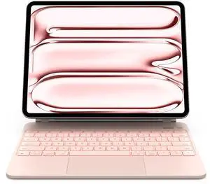 CHESONA for iPad Pro 13 inch Case 2024 with Keyboard, Easy-Set Floating Cantilever Stand, Smart Trackpad, 7 Color Backlit with Battery Digital Display, Keyboard Case for iPad Pro 13 (M4), Pink