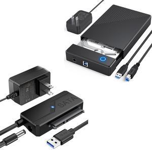 3.5 Hard Drive Enclosure Bundle SATA to USB Adapter with Power with 12V 24W Adapter External Hard Drive Cable