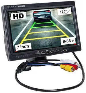DenyDan 7-Inch HD Car Monitor  Dual Video Input AV1/AV2, 800x480 Resolution, 9-36V Compatible, Wide 170° Viewing Angle, for Backup Camera & Surveillance
