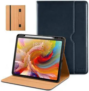 DTTO for iPad Pro 13 inch Case (M4) 2024, Premium Leather Business Folio Stand Cover with Pencil Holder - Auto Wake/Sleep and Multiple Viewing Angles, Built in Hand Strap & Pocket, Blue