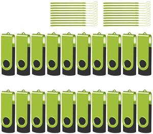 EASTBULLUSB Flash Drive Bulk 2GB 20 Pack with Lanyards USB 2.0 Thumb Drive Bulk Memory Stick Swivel Pen Drive for Storage and Backup 2GB 20 Pack, Green