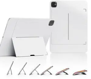 EISSCCE Magnetic Case for 2024 11" iPad Pro, Tablet Wall Mount Magnetic adsorption,PU Leather Pouch Case with muilt Using Modes, Support 2nd Gen Pencil Charging,White