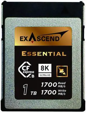 Exascend Essential 1TB CFexpress Card Type B, up to 1,700MB/s, Compatible with Canon, Nikon, Panasonic and Other Cameras