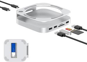 GEWOKLIY Mac Mini Dock and Stand for Mac Mini M4 and M4 Pro 2024 with M.2 NVMe SSD Enclosure, Dual USB-A 10Gbps, SD/TF Card Readers, USB 2.0