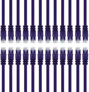 GearIT 24-Pack, Cat5e Ethernet Patch Cable 3 Feet - Snagless RJ45 Computer LAN Network Cord, Purple - Compatible with 24 48 Port Switch POE Rackmount 24port Gigabit