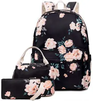 Goodking Laptop Backpack for Women Teen Girls School Backpack College Bookbag with Lunch Box Pencil Case, Travel Backpack Stylish Casual Daypack for Women (Floral)