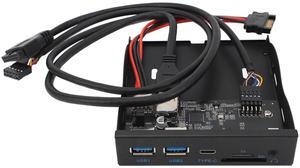 Front Panel USB 3.0 Hub, 3.5 Inches USB Hub Front Panel 19PIN to C Port with 2xUSB3.0, 1xTYPE C, HD Sound, SD Card/TF Card Reader for Windows, OS X, Linux
