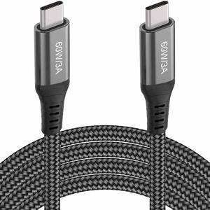30FT USB-C to USB-C Cable 60W(no data), Extra Long USB Type-C to Type-C Cable 2.0, USB C Charger Cable for iPhone 15,MacBook Pro 2020,iPad Air 5th,Galaxy S24 S23 S22,Note 20,Pixel 7,Switch,Moto,Grey
