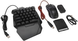 One Handed Mechanical Keyboard, High Sensitivity RGB Wired USB Low Noise Keyboard Converter Set for Mobile Game
