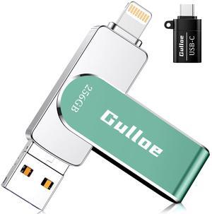 Gulloe 256GB USB Flash Drive Intended for iPhone iPad, Memory Stick Storage for Photos and Videos Backup, Compatible with iPhone iPad Android PC, Plug and Play, No Application Required (Light Green)