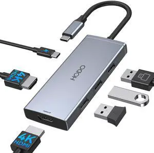 Docking Station to Dual HDMI Monitors Adapter, USB C to Dual HDMI Adapter 4K 60 Hz for Laptops Docking Station Dual Monitor with PD, 3 USB Port,Button Compatible for HP Elitebook,Dell XPS 13 15 etc