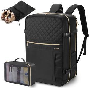 HOMIEE Carry on Luggage with 2 Packing Cubes for Business Weekender, 50L Travel Backpack Flight Approved Large Personal Item Bag Fits 17.3 Inch Laptop, Black