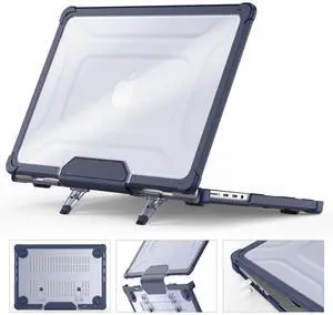 HXCASEAC Case Compatible with MacBook Pro 14 inch 2024 2023 2022 2021, Anti-Scratching Protective Hard Cover with Foldable Stand M4 M3 M2 M1 (A3401 A3185 A3112 A2918 A2992 A2779 A2442) - Navy