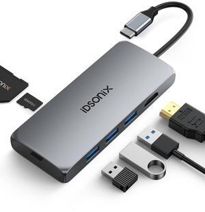 USB C Hub Multiport Adapter, Docking Station 6 in 1 USB-C Hub Adapter [4K HDMI-Compatible Output Port / 3 USB-A Ports/TF/SD Slots] Compatible with MacBook/ChromeBook/Surface Go/USB C Device
