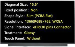 JHK JIEHONGKE New Screen Replacement for HP 15-DW0083WM 1A493UA LCD LED Laptop Display Panel, 15.6", eDP/30 pins Connector, HD 1366(RGB)×768, Non-Touch (for Glossy)