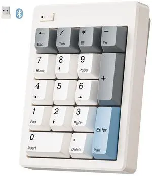 Kisnt Wireless Mechanical Number Pad, Bluetooth 5.0&2.4G Wireless Dual Mode Hot Swappable Numeric Keypad,17 Keys Gasket Numpad, Ten-Key with PBT Keycaps for Laptop/PC/TKL Keyboards(Linear Switch)
